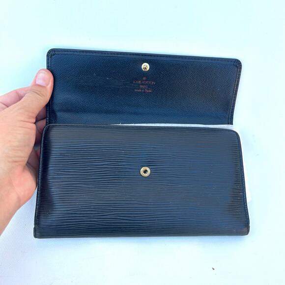 Louis Vuitton Epi Porte Tresor Black Wallet Tri-Fold Vintage Leather Designer LV - Picture 3 of 12